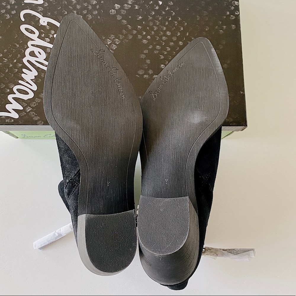 ✨New SAM EDELMAN Leonia Buckle Suede Heel Booties - Picture 8 of 8